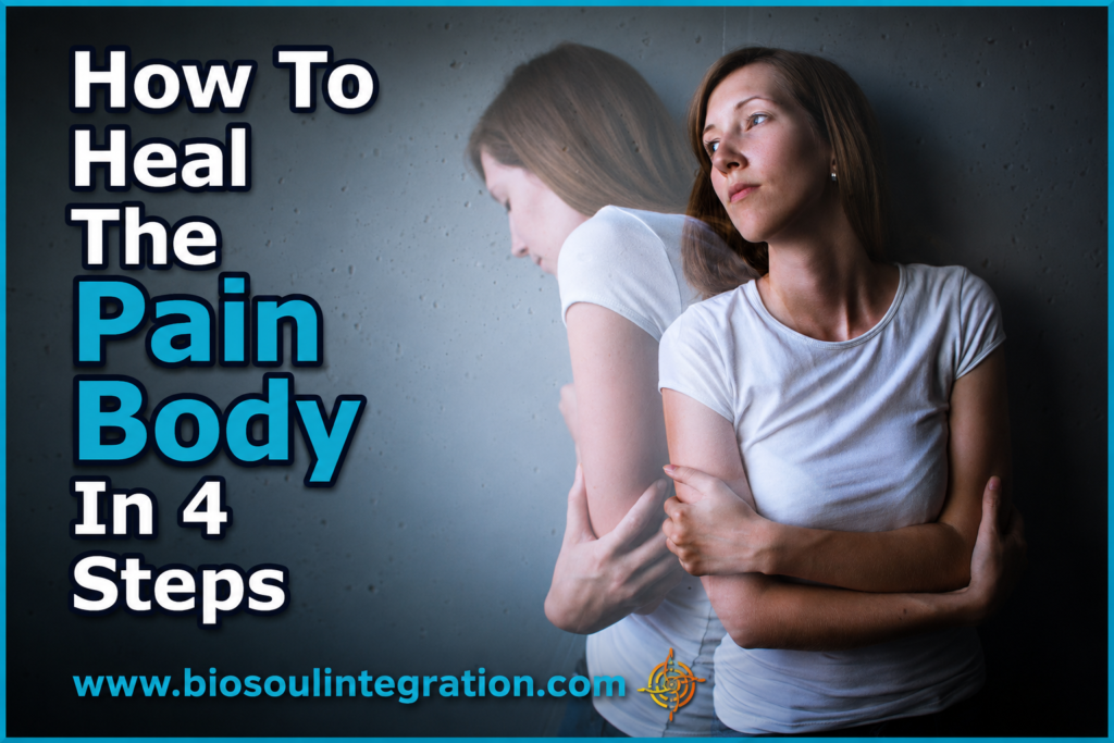 a woman stuggling with a painful part of herself, how to heal your pain body