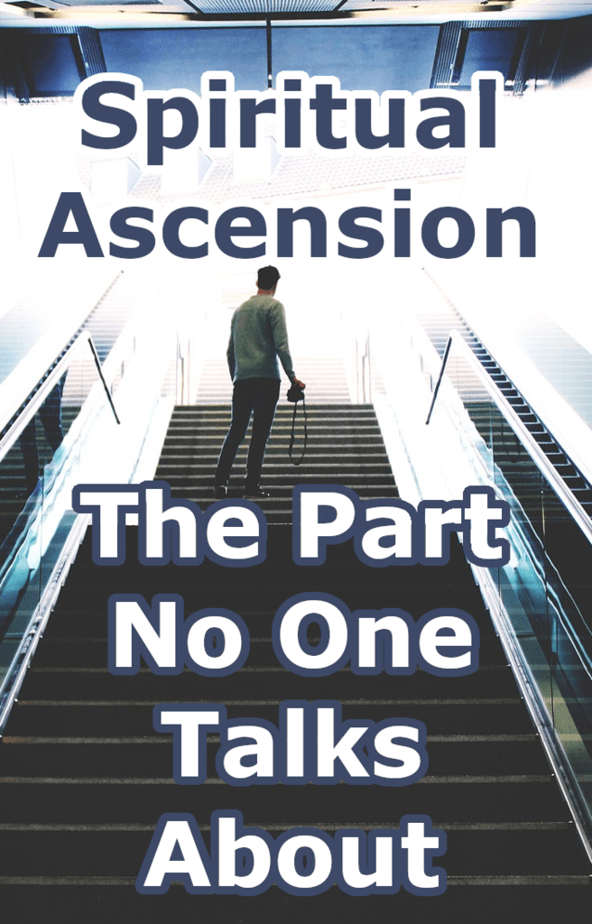man walking up an escalator from the shadows representing spiritual ascension
