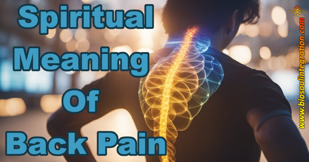 spiritual meaning of back pain, man standing with energy around spine
