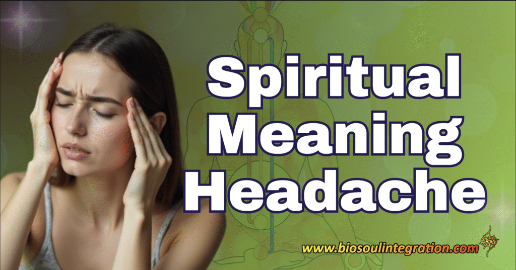 A woman holding her head representing her headache's spiritual meaning