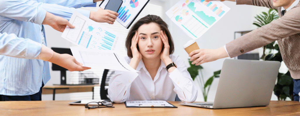 Woman feeling overwhelmed with work and life