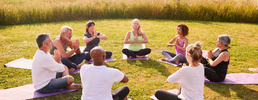 Group of people doing meditation